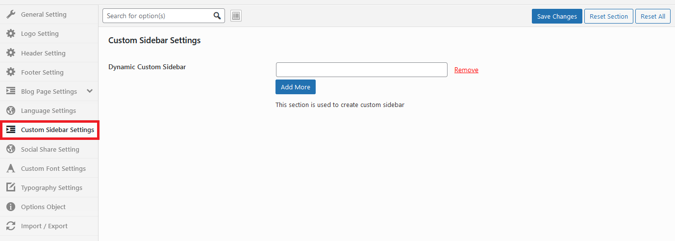 MERIT Options - Sidebar
